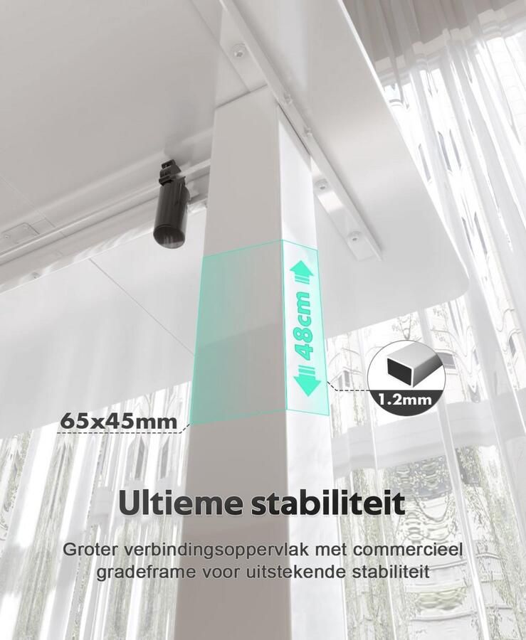 Industrialhome Elektrisch In Hoogte Verstelbaar Bureau 120x60 cm – Staand Zit Bureau met Geheugenfunctie Ergonomisch Computerbureau met T-Vormige Poten Kabelbeheer & USB-haak – Stabiel & Stijlvol – Wit