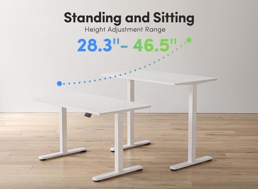 Industrialhome Elektrisch Zit-Sta Bureau 100x60 cm – In Hoogte Verstelbaar Computerbureau met Geheugenfunctie & Anti-Botsing