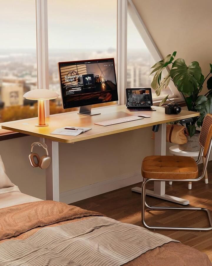 Industrialhome Elektrisch Zit-Sta Bureau 120x60 cm – Ergonomisch Bureau met 4 Geheugenstanden Stil Motorsysteem & Kabelbeheer – In Hoogte Verstelbaar Tussen 72-118 cm