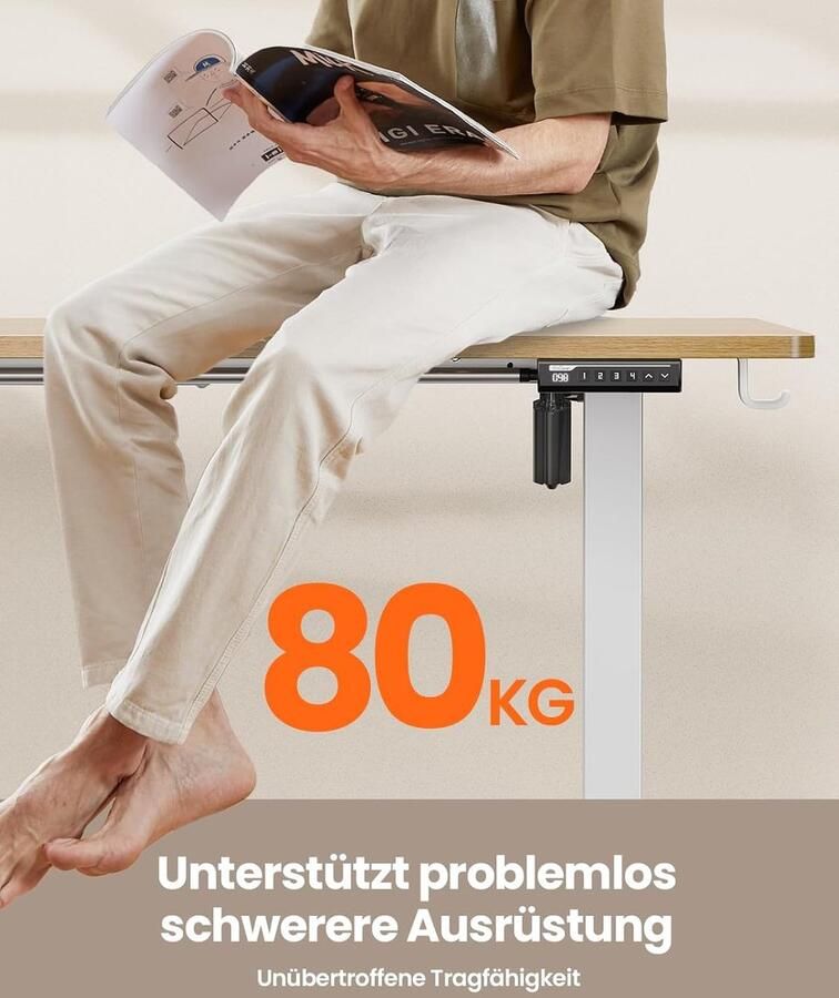Industrialhome Elektrisch Zit-Sta Bureau 140x70 cm – Ergonomisch Verstelbaar Bureau met Stil Motorsysteem 4 Geheugenstanden Kabelbeheer & Haken
