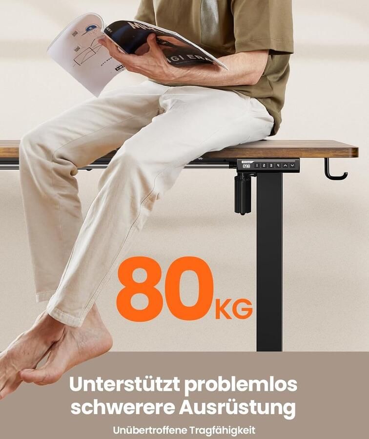 Industrialhome Elektrisch Zit-Sta Bureau – 140x70 cm – Verstelbaar in Hoogte (72-118 cm) – Stabiel & Ergonomisch Sta Bureau met Geheugenfunctie