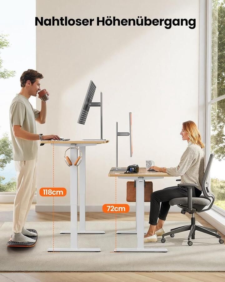Industrialhome Elektrisch Zit-Sta Bureau 160x80 cm – Ergonomisch In Hoogte Verstelbaar Bureau met 4 Geheugenstanden Kabelbeheer & Stille Motor