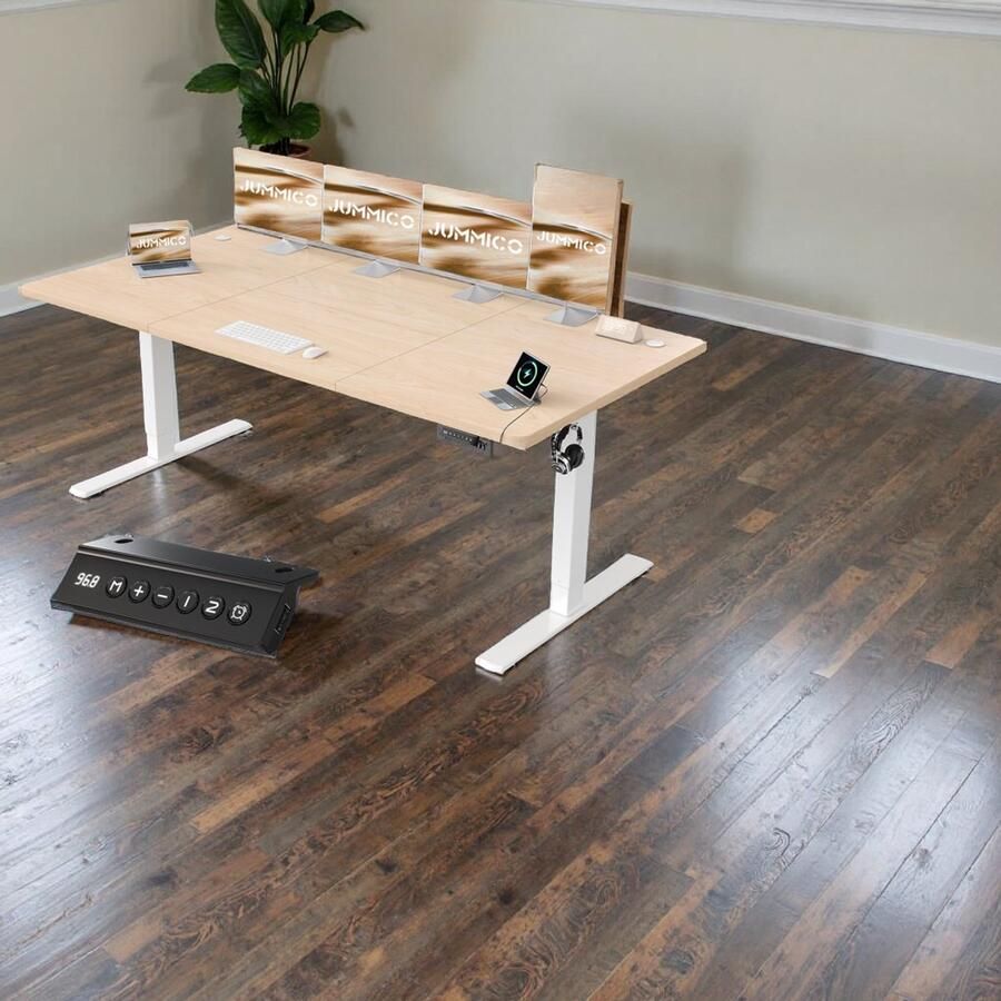 Industrialhome Elektrisch Zit-Sta Bureau 200x80 cm – In Hoogte Verstelbaar Sta Bureau met USB Oplaadpoort – Ergonomisch Kantoor Bureau – Stabiel & Stil – Beige