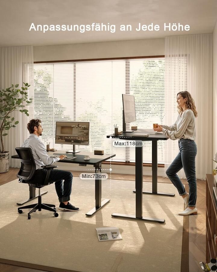 Industrialhome Elektrisch Zit-Sta Bureau Zwart – 100x60 cm – In Hoogte Verstelbaar – Ergonomisch Bureau met USB Oplaadpoort – Staand Kantoorbureau – Verstelbare Computertafel