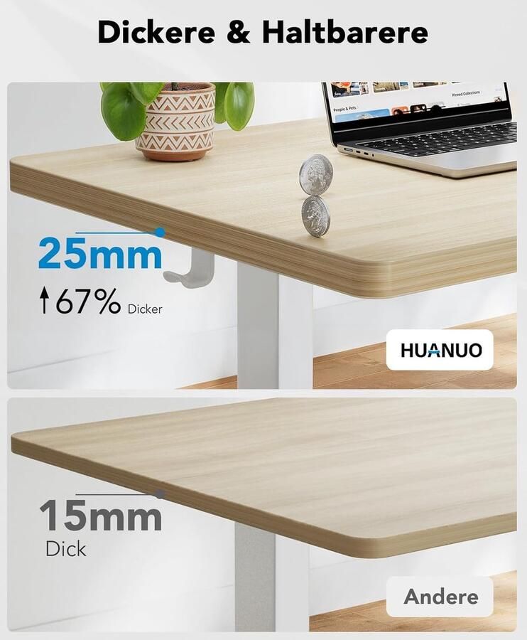 Industrialhome ElevatePro Elektrisch Zit-Sta Bureau 140x80 cm Naturel Wit Vol Tafelblad Krachtige Borstelloze Motor Ergonomisch In Hoogte Verstelbaar