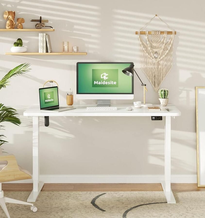 Industrialhome ElevatePro S1 Elektrisch Zit-Sta Bureau – 140x70 cm – Wit – In Hoogte Verstelbaar 72-120 cm – Stabiel & Stijlvol – Met Geheugenfunctie