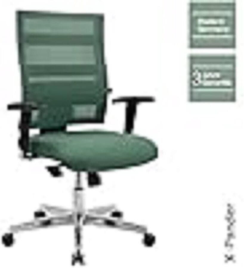 Industrialhome Ergonomische Bureaustoel 48x48x116 cm – X-Pander Pro Office Chair – In Hoogte Verstelbare Armleuningen Ademend Mesh Rugleuning Synchroonmechanisme Comfortabele Bekkenondersteuning Aluminium Frame Munt