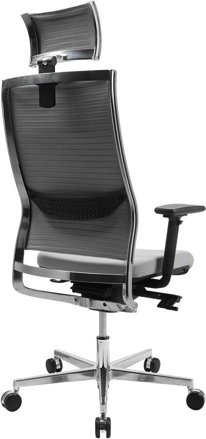 Industrialhome Ergonomische Bureaustoel 48x48x42 cm – Sitness Pro Life 80 – High-Class Premium Stoel met Gespleten Rug 3D Beweegbaar Zitvlak Ademend Gaas Verstelbare Zitdiepte & Hoogte –Garu poliert