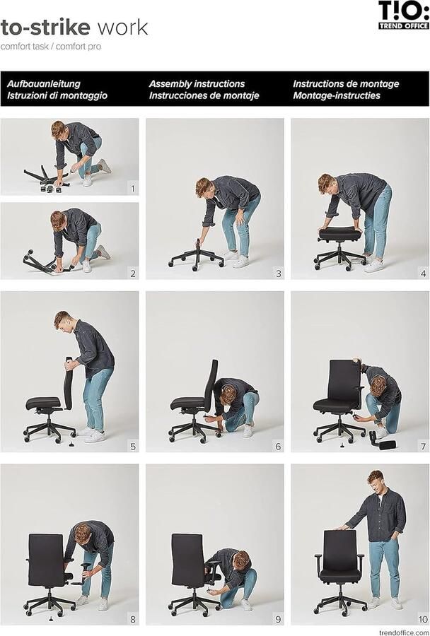 Industrialhome Ergonomische Bureaustoel 46x48x131 cm – ProSync Comfort Zwart – Luxe Draaistoel met Verstelbare Lendensteun Synchroonmechanisme & Textiel Rugleuning – Ergonomische Kantoorstoel voor Thuis & Werkplek