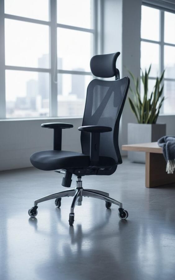 Industrialhome Ergonomische Bureaustoel – Luxe Verstelbare Computerstoel met Hoofdsteun & Lendensteun – Ademend Mesh Kantoorstoel met Wielen & Armleuningen – Comfortabele Werkstoel voor Thuis & Kantoor – Zwart –