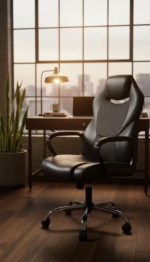 Industrialhome Ergonomische Luxe Bureaustoel – Comfortabele Draaistoel met Verstelbare Rugleuning en Armleuningen – Ademend Mesh & Kunstleer – Kantoorstoel met Wielen – Cappuccino Beige –