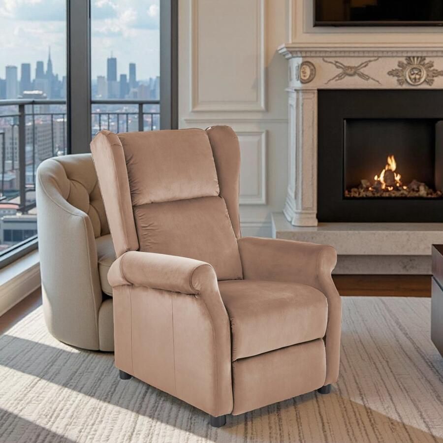 Industrialhome Fauteuil Comfortabele Velours Zitting Verkrijgbaar in 5 Kleuren Verstelbare Lounge Fotel voor Woonkamer & Kantoor