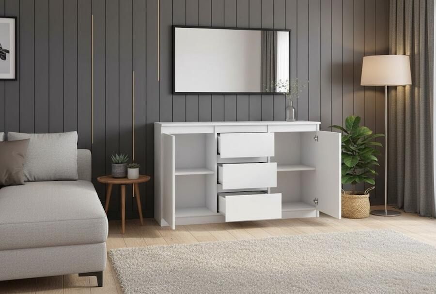 Industrialhome Grafiet Commode Set – Moderne Greeploze Ladekast 120 cm & 80 cm – Robuuste Opbergkast voor Woonkamer Slaapkamer Hal en Kinderkamer – Duurzaam Gelamineerd Hout – Stille Lichtlopende Laden – Minimalistisch Design