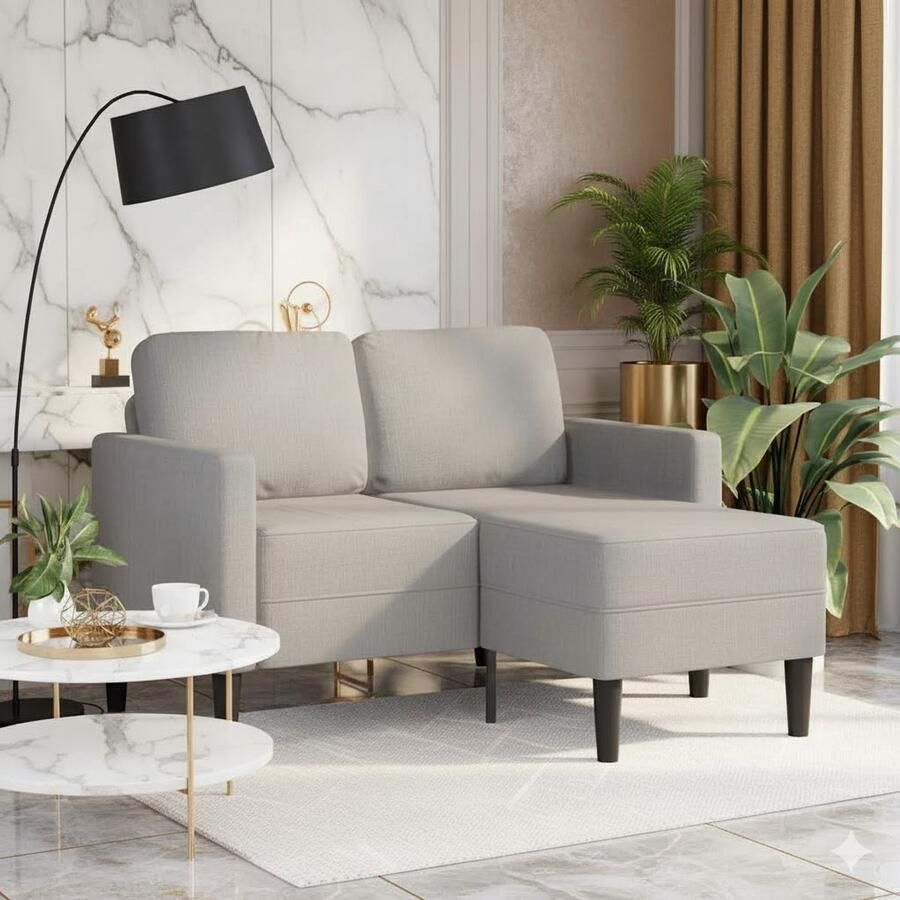 Industrialhome Hoekbank met Chaise Longue L-vorm Wolkengrijs – 2-zits Stoffen Sofa 125 cm – Comfortabele Moderne Loungebank met Dikke Kussens – Compacte Designbank voor Woonkamer & Slaapkamer – Cloud Luxe