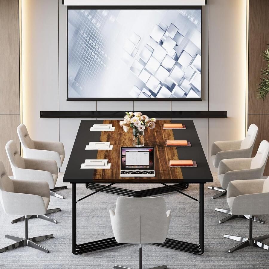 Industrialhome Industrieel Bureau 200 cm – Dubbel Werkstation & Vergadertafel – Groot Computertafel voor 2 Personen – Rustiek Bruin – Thuiskantoor Kantoor Business Teamwork