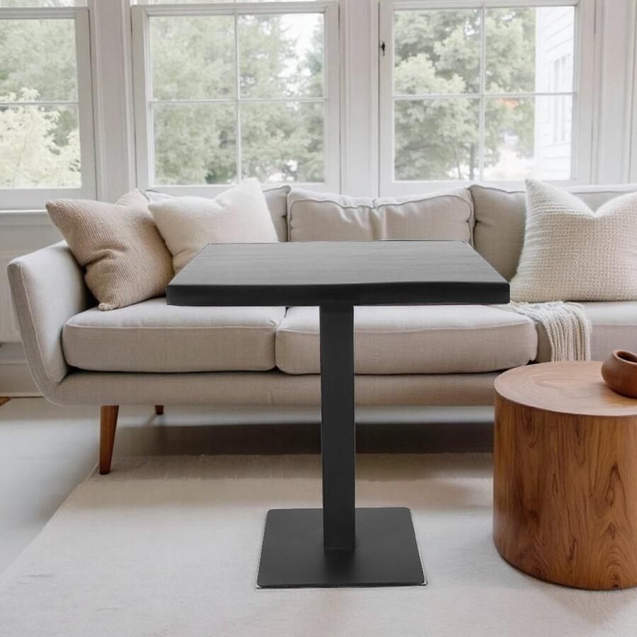 Industrialhome Industriële Restauranttafel Zwart – 70x70x74 cm – Massief Mangohout & Metaal – Vierkant – Handgemaakt – 4 Personen – Horecatafel – Eettafel – Zwarte Tafel