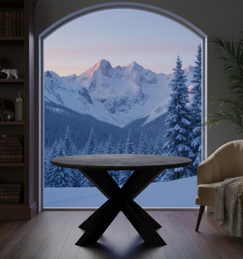 Industrialhome Industriële Salontafel Zwart Hout Metaal Rond 80x80 cm – Mangohout – Modern Design – LABEL51 by