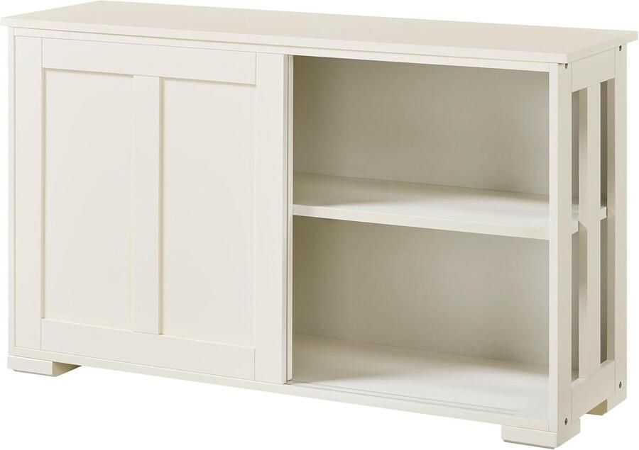 Industrialhome Keukenkast Dressoir Buffetkast – Moderne Opbergkast met Schuifdeuren – Verstelbare Plank – Vrijstaand Keukenmeubel – MDF Hout – 106x33x63 cm – Wit – Voor Woonkamer Eetkamer Keuken