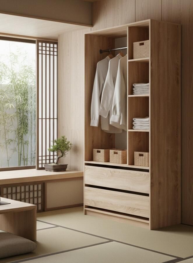 Industrialhome Kledingkast met Laden “Elmo Sonoma” – Moderne Garderobekast 100x200 cm – Houten Opbergkast met Planken & Hanggedeelte – Verstelbare Planken – Kledingkast voor Slaapkamer