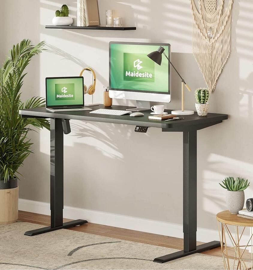 Industrialhome LiftForce Pro Zwart Zit-Sta Bureau 160x80 cm –Elektrisch In Hoogte Verstelbaar 72-120 cm – 4 Geheugenstanden USB Anti-Botsing