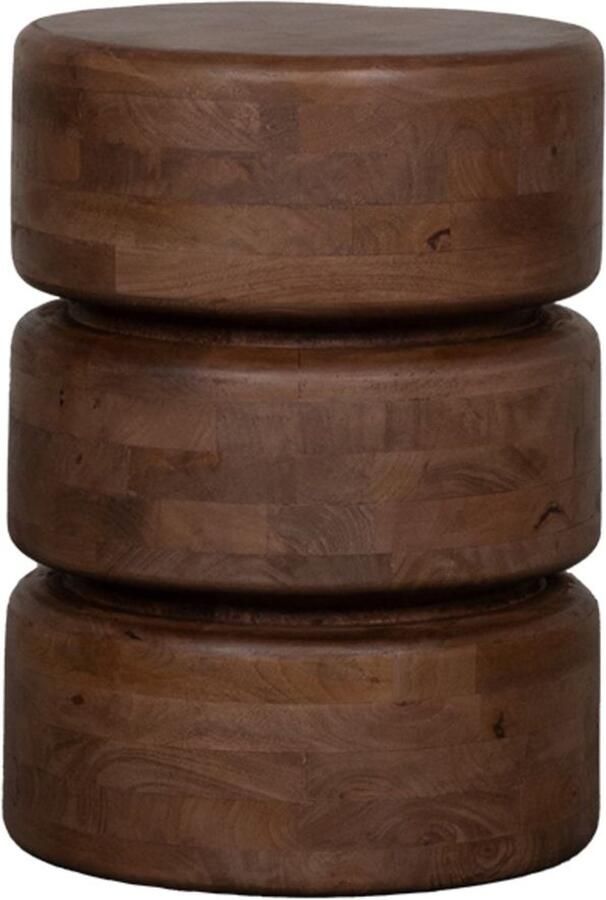 Industrialhome Luxe Bijzettafel Siena – 35x35x47 cm – Rond – Nature Smooth Mangohout – Modern Landelijk Design – Uniek Voetontwerp – Stijlvolle Woonkamer Tafel