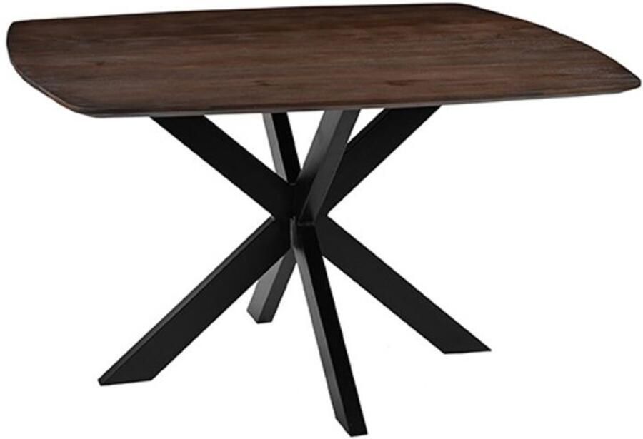 Industrialhome Luxe Eettafel Blake – 140x140x76 cm – Vierkant – Espresso Mangohout – Zwart Metalen Spinpoot – Robuuste Houten Eettafel – Moderne Design Eettafel Voor 6-8 Personen