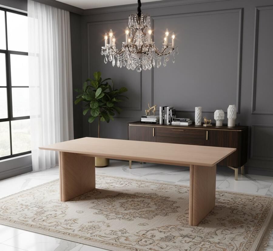 Industrialhome Luxe Eettafel Milano – 240x100x75 cm – Massief Naturel Eiken – Moderne Scandinavische Design Tafel – Grote Rechthoekige Eettafel voor 6-8 Personen