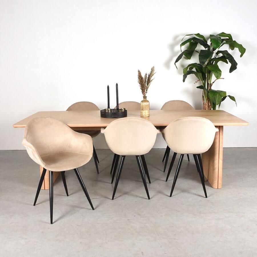 Industrialhome Luxe Eettafel Verona – 210x100x75 cm – Massief Naturel Eiken – Scandinavische Design Eettafel – Grote Rechthoekige Tafel voor 6 Personen