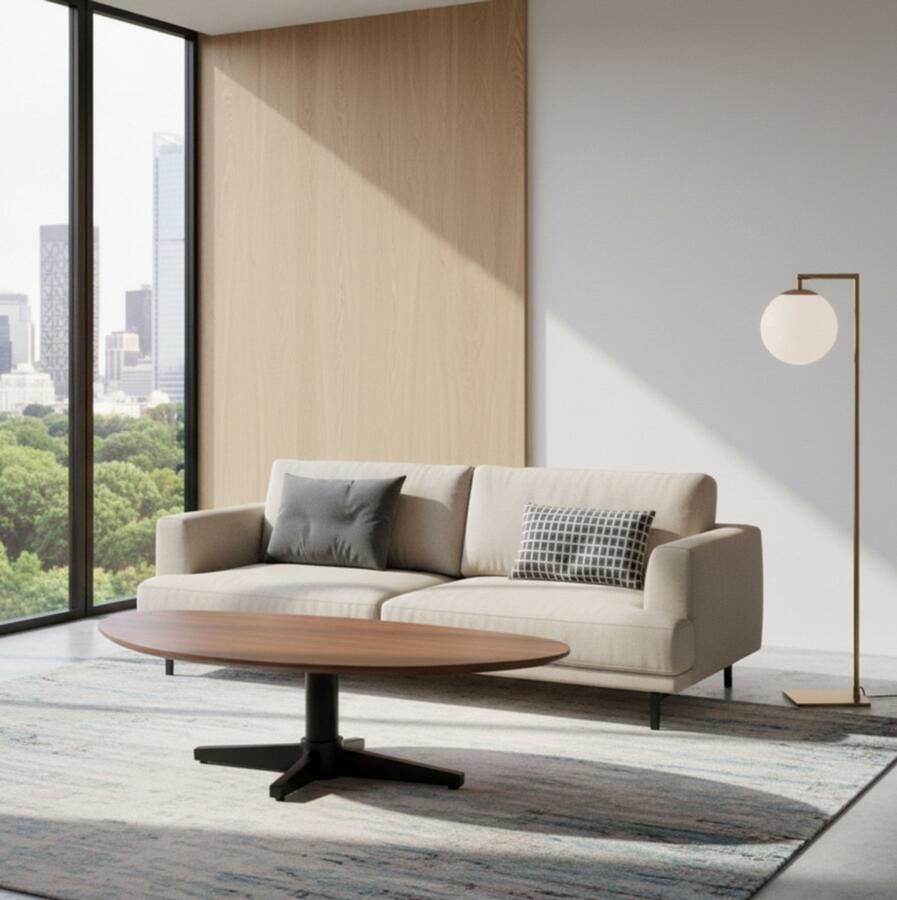 Industrialhome Luxe Ovale Salontafel Mango Nova 140x75 cm – Nature Smooth Mangohout met Zwart Metaal – Design Tafel – Landelijke Stijl – Handgemaakt – Uniek & Duurzaam