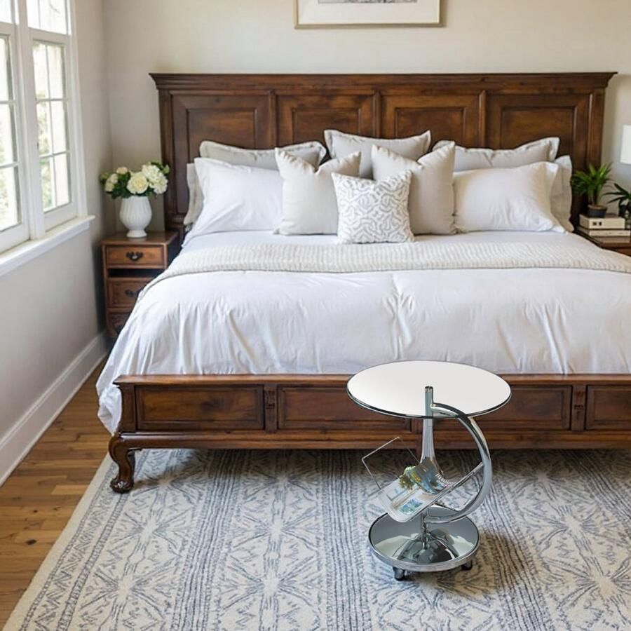 Industrialhome Luxe Ronde Glazen Salontafel “Lumine” – Modern & Industrieel Design – Glas & Staal – Ø45 cm – Transparant met Zilveren Frame