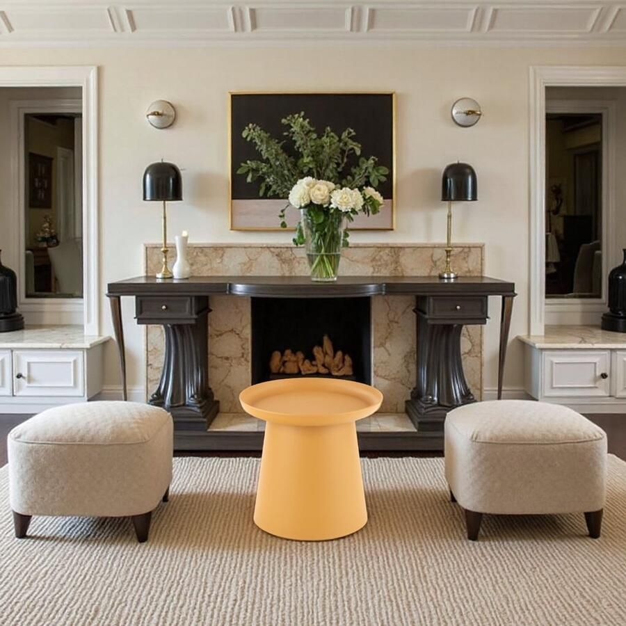 Industrialhome Luxe Ronde Salontafel – Ø90 cm – Oranje – Modern Design – Kunststof Tafelblad – Stevig Onderstel – Stijlvol en Duurzaam