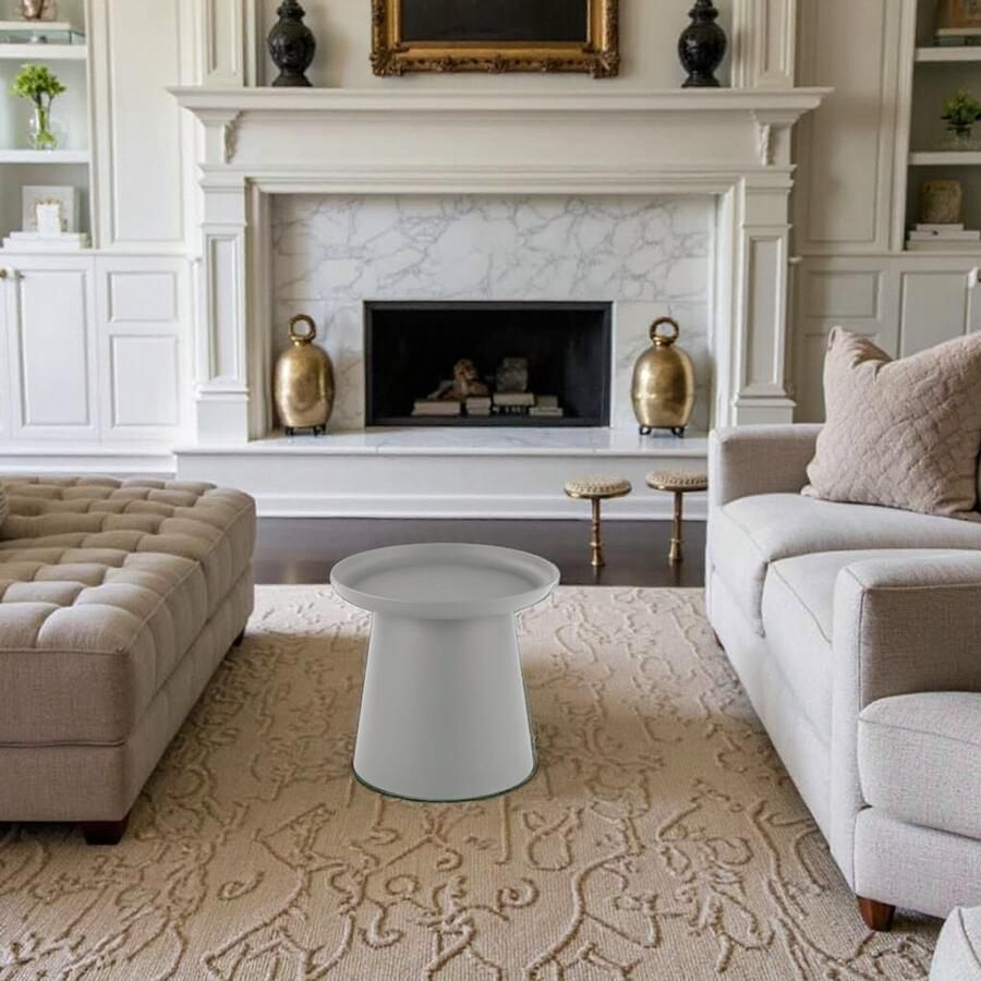 Industrialhome Luxe Ronde Salontafel Lyon – Grijs – 90x90 cm – Moderne Design Tafel met Stevig Frame – Onderhoudsvriendelijk Kunststof