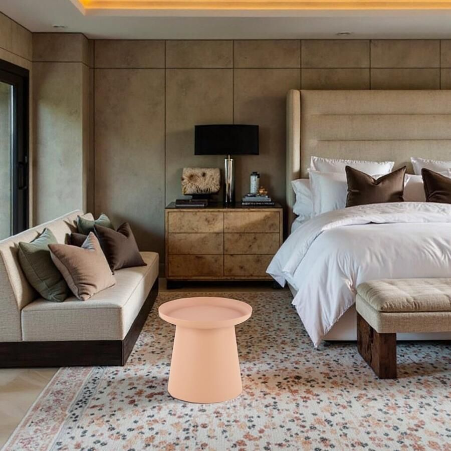 Industrialhome Luxe Ronde Salontafel Rosé Elegance – 90x90 cm – Modern Design – Kunststof Blad & Onderstel – Stijlvolle Roze Tafel