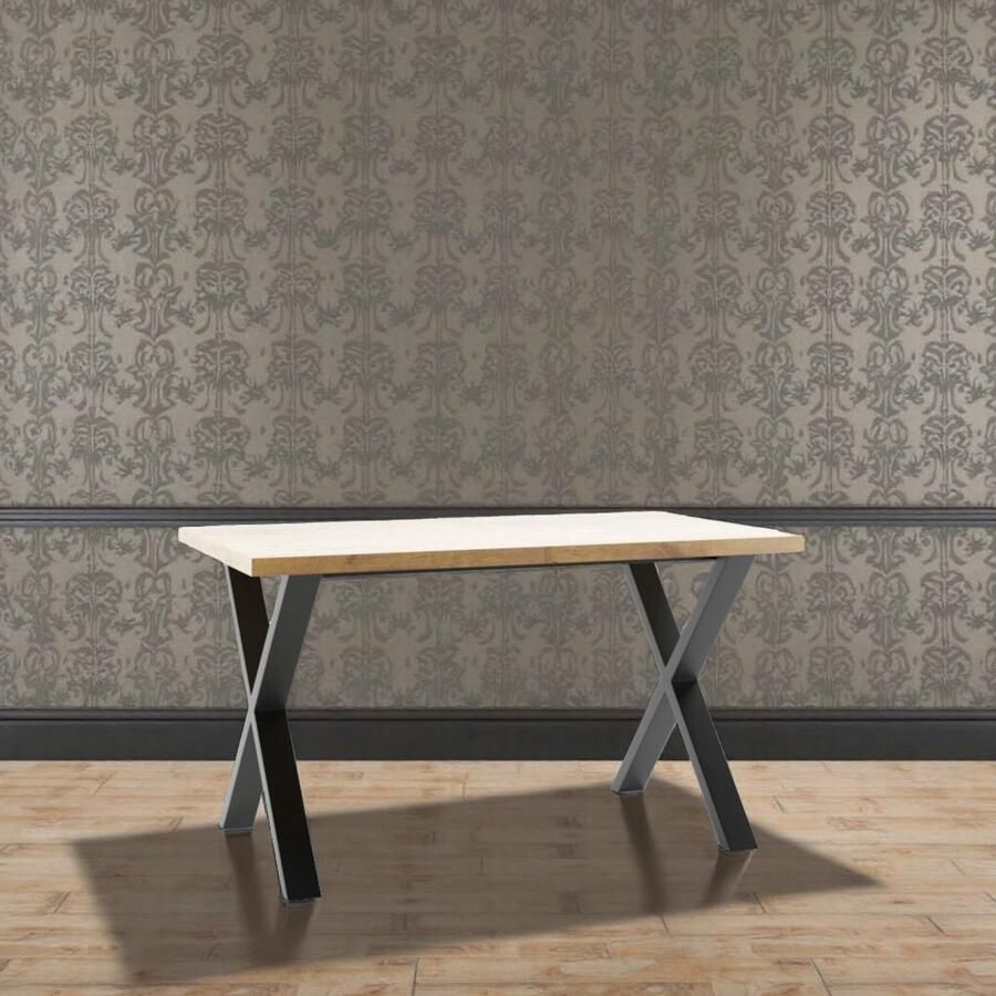Industrialhome Luxe Uitschuifbare Eettafel Goud Eiken – Rechthoekig – 120-220 140-240 160-260 cm – 8 10 12 Personen – Industriële Tafel – Massief Look – Hout met Fineer en Metaal