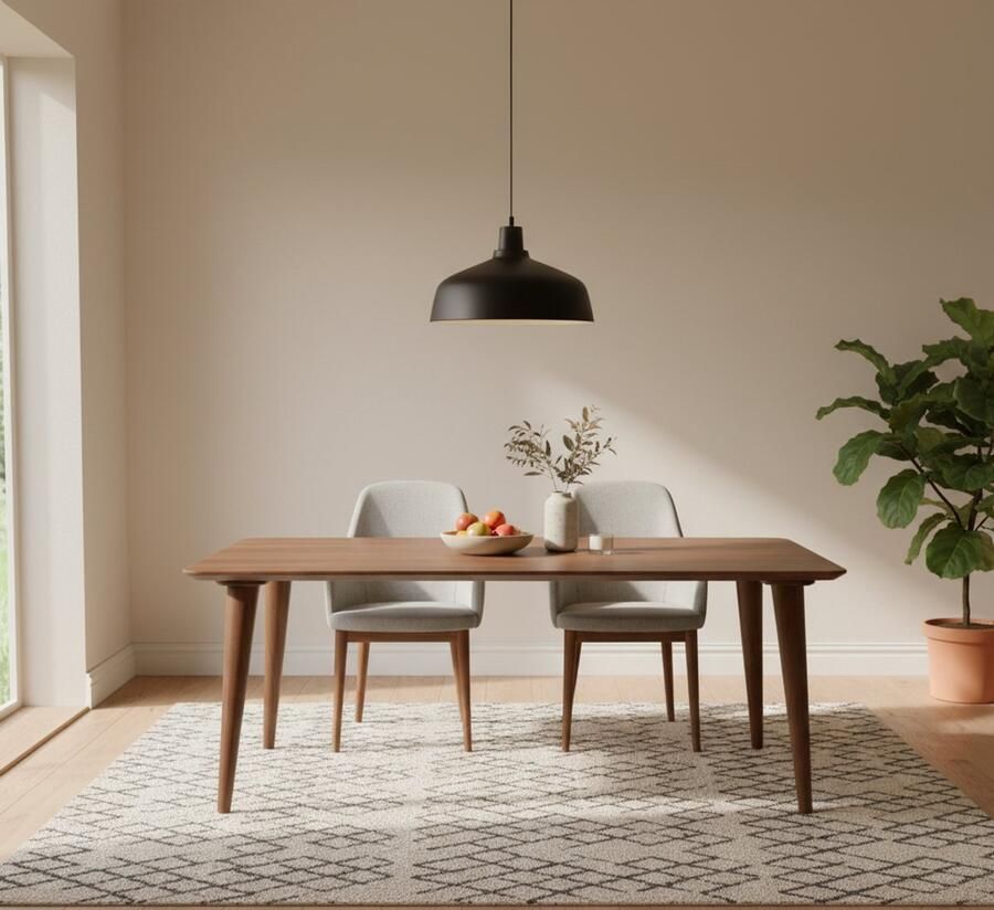 Industrialhome Massief Houten Eettafel Nordic Line – 190x100 cm – Nature Smooth Mangohout – Rechthoekig – Scandinavisch & Industrieel Design – 6 tot 8 personen –