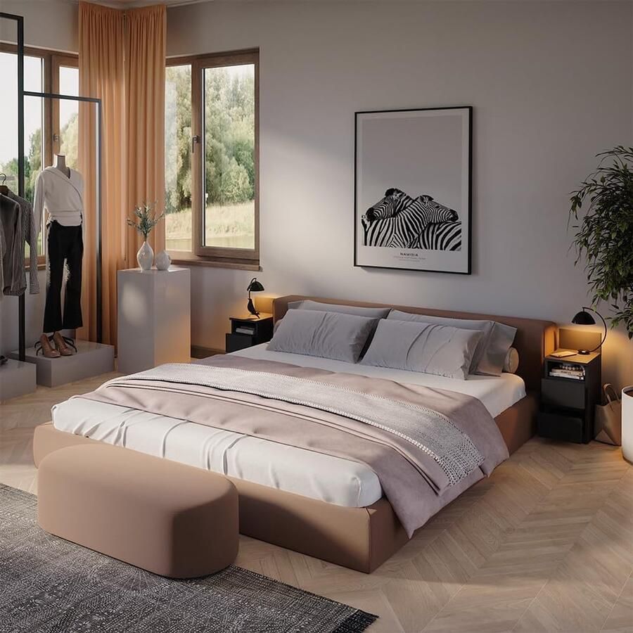 Industrialhome Nachtkastje set van 2 – NoirTwin – Zwart – Modern Bedkastje met 2 Laden – Luxe Slaapkamer Nachtkastjes – Compact & Duurzaam – 59 1 cm Hoog – Spaanplaat – Scandinavisch Design