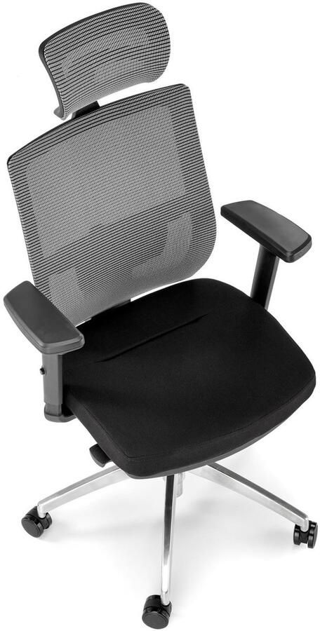 Industrialhome Offenheim Bureaustoel Ergonomische Bureaustoel Verstelbare Rugleuning & Armleuningen Hoofdsteun Luxe Kantoorstoel Stof & Gaas Zwart & Grijs 120-130 cm Hoog 60 x 64 cm - Foto 2