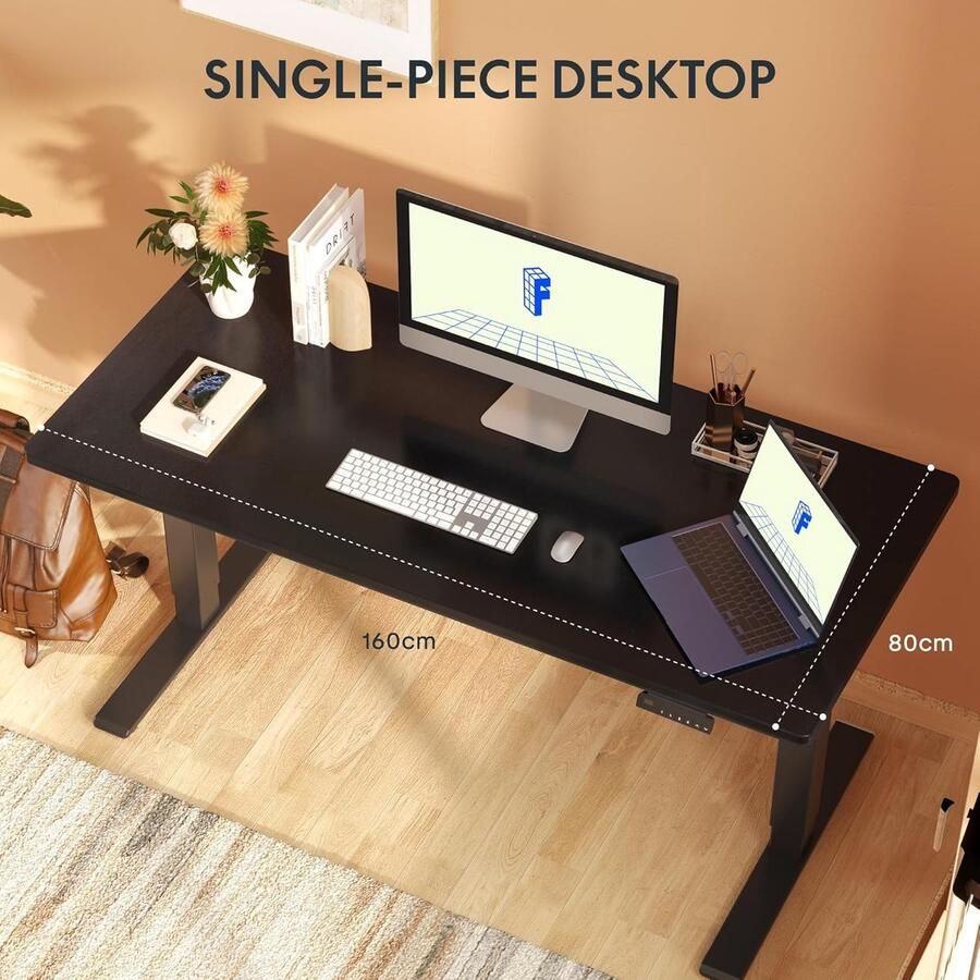 Industrialhome Elektrisch Hoogte Verstelbaar Bureau 180x80 cm – Ergonomisch Zit-Sta Bureau met 2 Krachtige Motoren Esdoorn Houten Tafelblad & Grijs Metaal Onderstel – Stabiel Modern Design voor Thuis & Kantoor