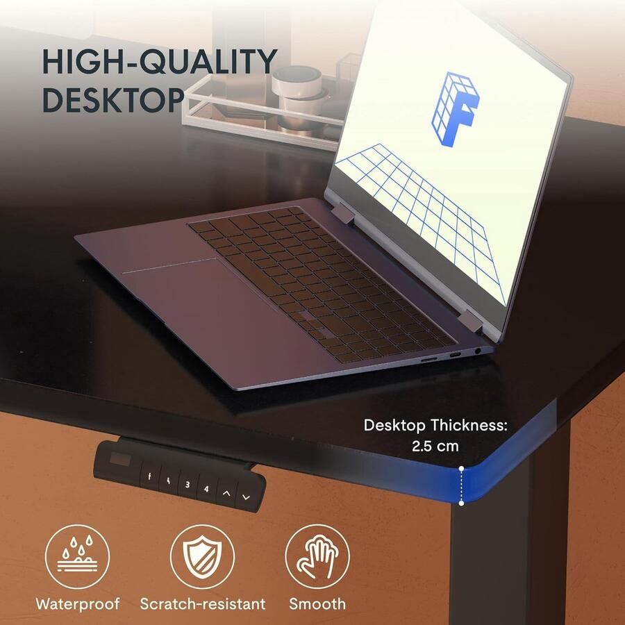 Industrialhome ProAdjust Elektrisch In hoogte Verstelbaar Bureau met Dubbele Motor – 140x80 cm Ergonomisch Zit-Sta Bureau met