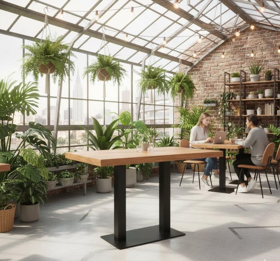 Industrialhome Restauranttafel Mangohout 120x70 cm – Industrieel Zwart Metaal Onderstel – Robuuste Handgemaakte Eettafel voor 4 Personen –