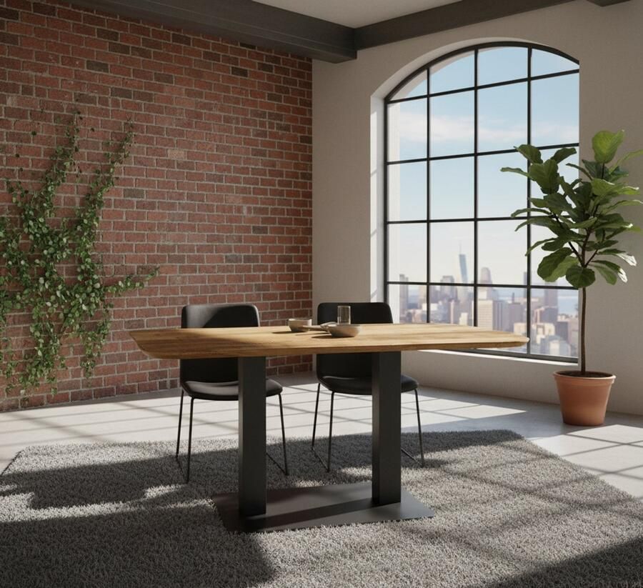 Industrialhome Restauranttafel Mangohout 120x70 cm – Industriële Eettafel Massief Hout & Metaal – Rechthoekig – 4 Personen – Naturel Hout & Zwart Onderstel – Handgemaakt –