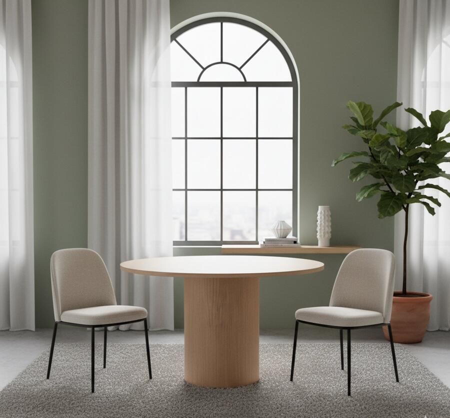 Industrialhome Ronde Eettafel Siena – 130 cm – Naturel Eikenhout – Scandinavische Design Eettafel – Luxe Houten Eettafel 4-6 Personen –