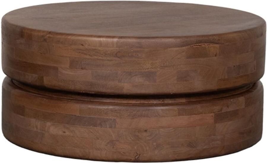 Industrialhome Ronde Salontafel Siena – 70x70x31 cm – Nature Smooth Mangohout – Modern Landelijk Design – Luxe Woonkamer Tafel – Uniek Potontwerp