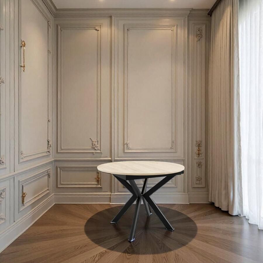 Industrialhome Ronde Uitschuifbare Eettafel Sonoma Ø100-138 cm