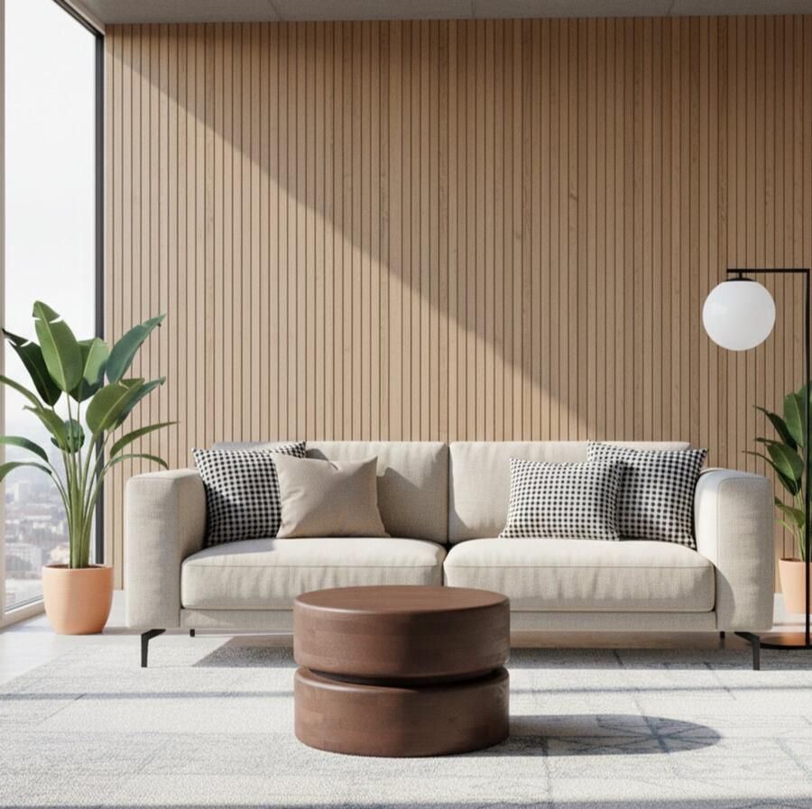 Industrialhome Salontafel 'Cocoa Curve' 50x50 cm – Rond – Espresso Sandblasted Mangohout – Design Tafel – Modern & Minimalistisch – Massief Hout – Handgemaakt