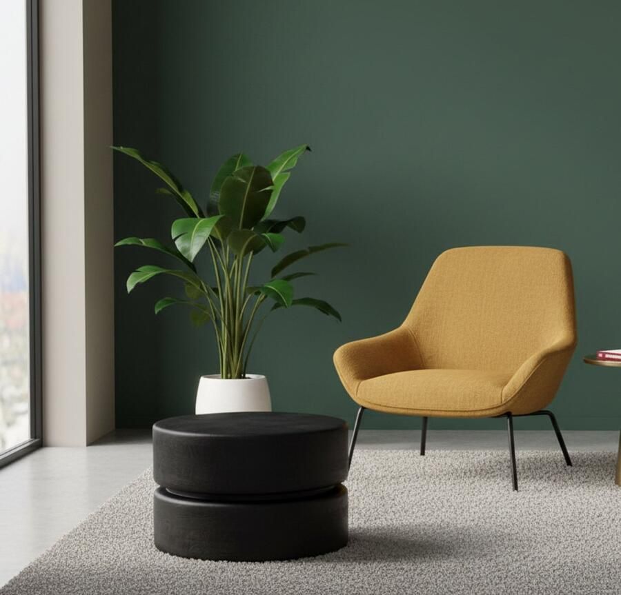 Industrialhome Salontafel 'Midnight Bloom' 50x50 cm – Zwart Sandblasted Mangohout – Rond – Luxe Houten Tafel – Modern Design – Eyecatcher – Handgemaakt