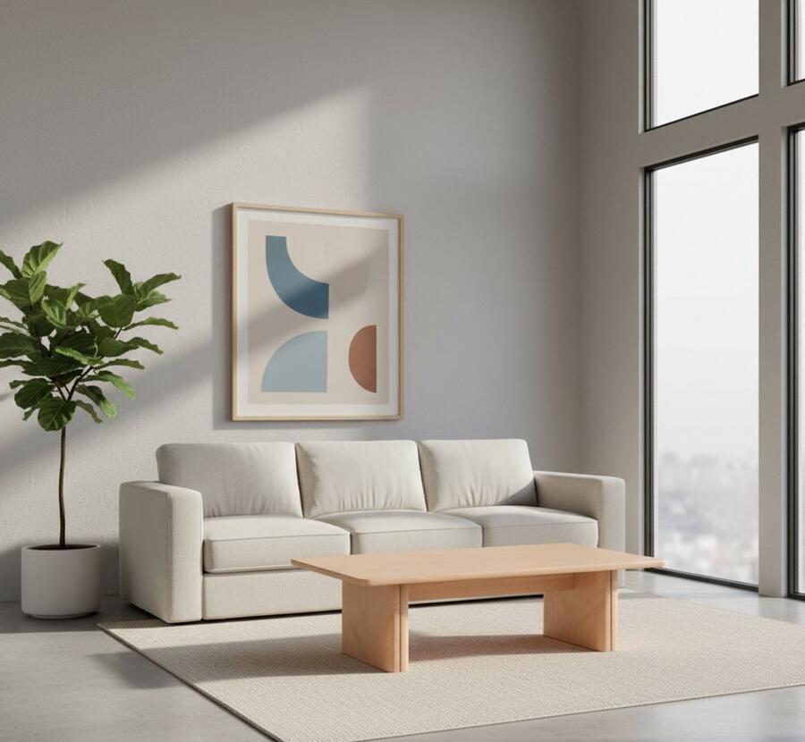 Industrialhome Salontafel Rechthoekig Naturel Eiken 140x70x40 cm Design Tafel met Afgeronde Hoeken Scandinavische Stijl Eikenfineer Juleo