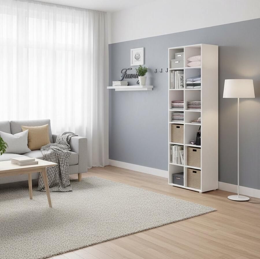 Industrialhome Schoenenkast Paris Deluxe – Moderne Schoenenkast met 14 Vakplanken – Hoge Schoenenkast voor 28+ Paar Schoenen – Wit Hout – Wandmontage – Onderhoudsarm & Duurzaam Ontwerp – 183 cm Hoog – Ideaal voor Hal Slaapkamer & Woonkamer