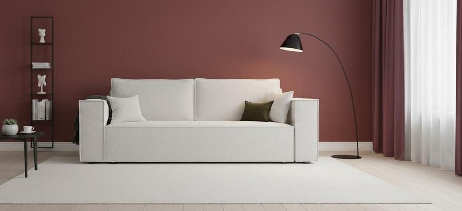 Industrialhome Slaapbank 3-zits Ribfluweel Beige 255x105 cm – Luxe Uitklapbare Bank met Opbergruimte en Houten Frame – Moderne Comfortabele Bedbank met Slaapfunctie