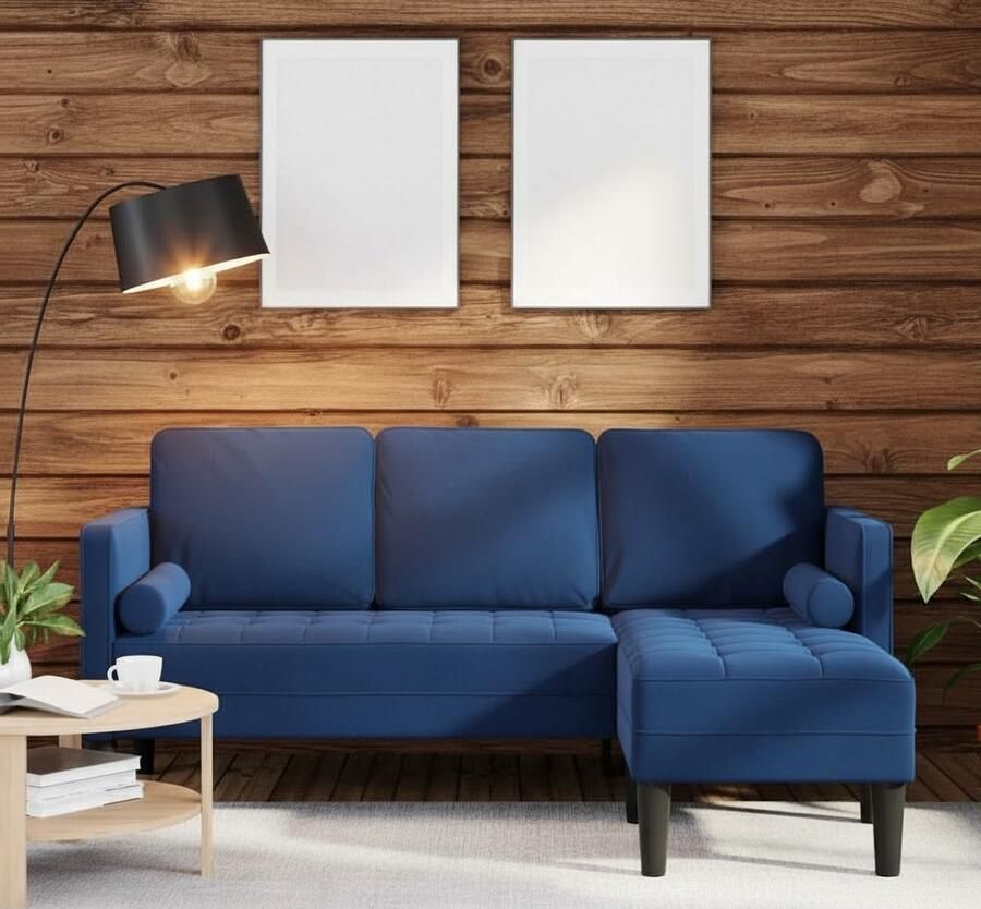 Industrialhome Tuinbank 4-zits Blauw – Luxe Fluwelen Bank met Waterdichte Kussens Weerbestendig & Comfortabel – Moderne Binnen- en Buitenbank 173x131x67 cm – Stijlvolle Loungehoek voor Terras Tuin & Woonkamer